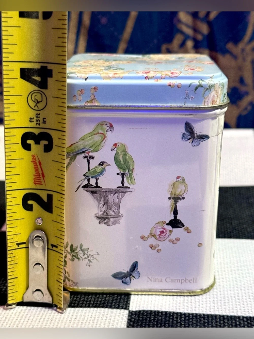 Vintage 1980s Botanical Cottage Core Metal Tin Flowers Butterflies Birds